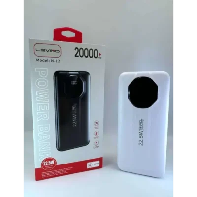پاوربانک اصلی 20000 میلی آمپر LEVINO N12 ششماه گارنتی مگافون