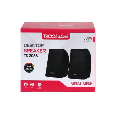 اسپیکر رومیزی-دسکتاپ-دو تکه TSCO مدل TS 2058 - مشکی RGB دارد